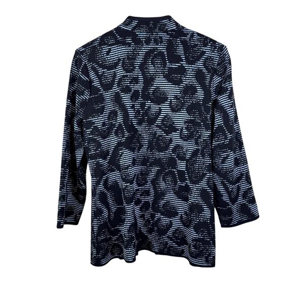 Misook Black & Blue Textured Rib Knit Animal Print Ottoman Cardigan Jacket - Picture 7 of 13